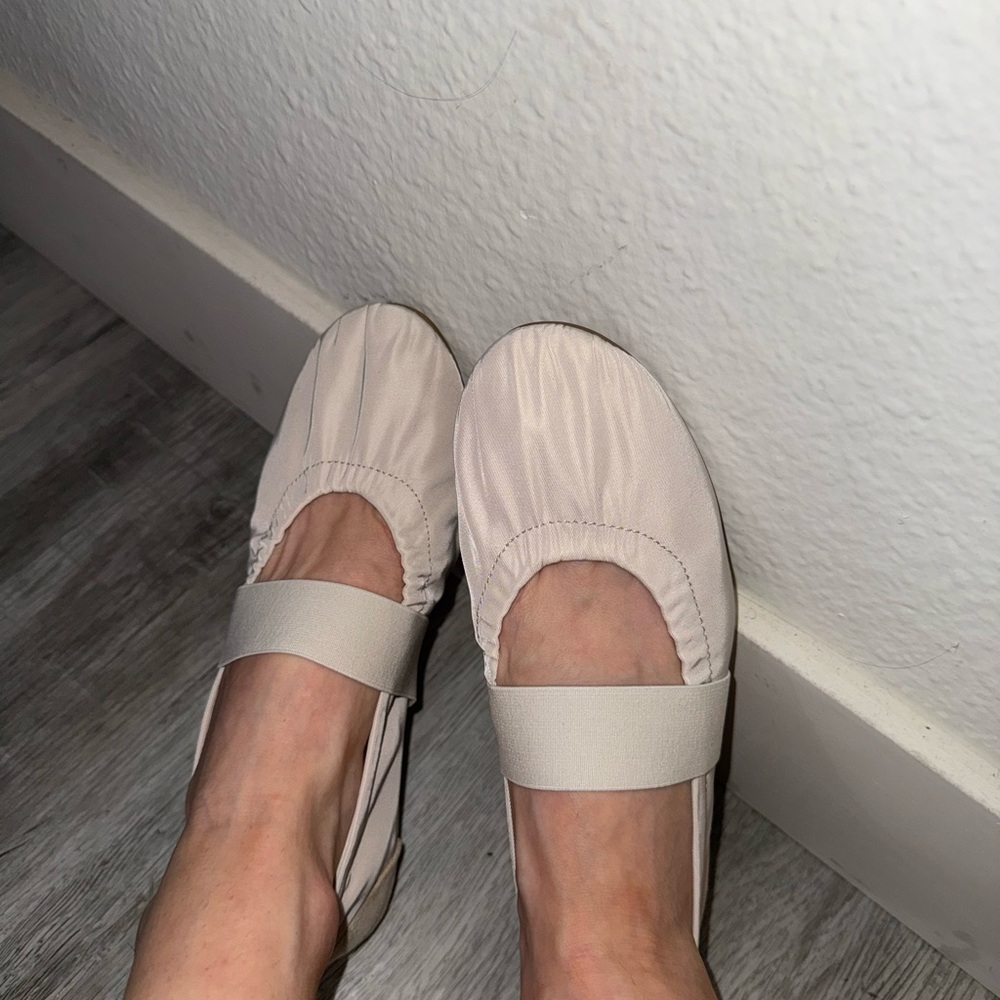 Zara Cream Elastic Strap Ballet Flats - Picture 2 of 6